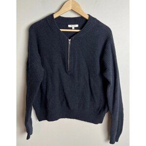 Madewell Enfield Waffle Half Zip Sweater Navy Blue Cotton Merino Size Large Wm’s